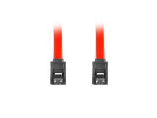 KABEL SATA DATA II (3GB/S) F/F 30CM Z ZATRZASKAMI METALOWYMI CZERWONY LANBERG