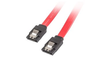 KABEL SATA DATA III (6GB/S) F/F 100CM Z ZATRZASKAMI METALOWYMI CZERWONY LANBERG