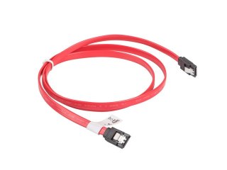 KABEL SATA DATA III (6GB/S) F/F 100CM Z ZATRZASKAMI METALOWYMI CZERWONY LANBERG