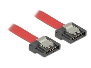 KABEL SATA DATA III (6GB/S) F/F 20CM Z ZATRZASKAMI METALOWYMI FLEXI CZERWONY DELOCK