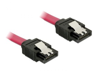 KABEL SATA DATA III (6GB/S) F/F 30CM Z ZATRZASKAMI METALOWYMI CZERWONY DELOC (USZKODZONE OPAKOWANIE)