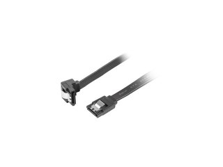 KABEL SATA DATA III (6GB/S) F/F 30CM Z ZATRZASKAMI METALOWYMI KĄTOWY CZARNY LANBERG