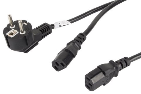 KABEL ZASILAJĄCY CEE 7/7->2X IEC 320 C13 2M VDE CZARNY LANBERG KABEL ZASILAJĄCY CEE 7/7->2X IEC 320 C13 2M VDE CZARNY LANBERG