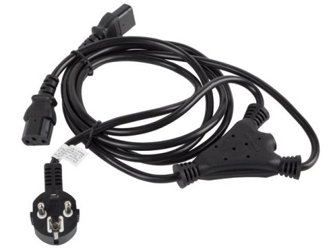 KABEL ZASILAJĄCY CEE 7/7->2X IEC 320 C13 2M VDE CZARNY LANBERG KABEL ZASILAJĄCY CEE 7/7->2X IEC 320 C13 2M VDE CZARNY LANBERG