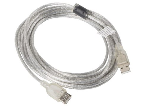 PRZEDŁUŻACZ USB-A M/F 2.0 5M PRZEZROCZYSTY FERRYT LANBERG PRZEDŁUŻACZ USB-A M/F 2.0 5M PRZEZROCZYSTY FERRYT LANBERG