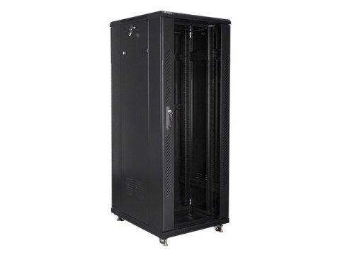 SZAFA INSTALACYJNA RACK STOJĄCA 19" 32U 600X800 CZARNA DRZWI SZKLANE LANBERG (ZŁOŻONA)