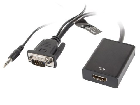 ADAPTER VGA(M)+MINIJACK 3.5MM(M)->HDMI(F) NA KABLU 20CM CZARNY LANBERG ADAPTER VGA(M)+MINIJACK 3.5MM(M)->HDMI(F) NA KABLU 20CM CZARNY LANBERG