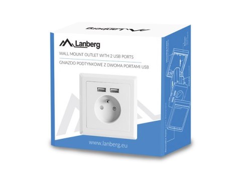 GNIAZDO PODTYNKOWE 230V POJEDYNCZE + 2X USB 2.1A FRENCH BIAŁE LANBERG GNIAZDO PODTYNKOWE 230V POJEDYNCZE + 2X USB 2.1A FRENCH BIAŁE LANBERG