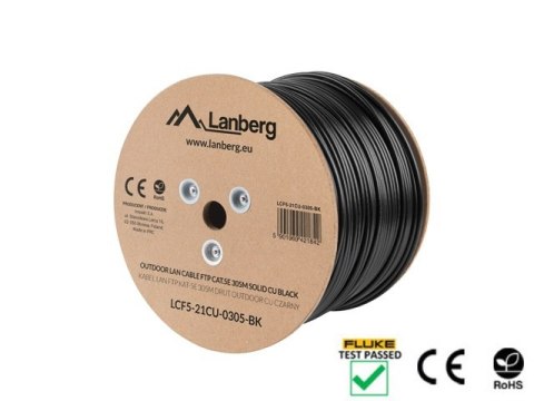 KABEL LAN FTP KAT.5E 305M DRUT OUTDOOR CU CZARNY FLUKE PASSED LANBERG KABEL LAN FTP KAT.5E 305M DRUT OUTDOOR CU CZARNY FLUKE PASSED LANBERG