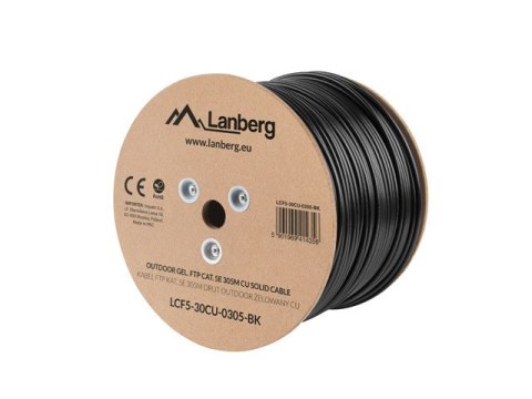 KABEL LAN FTP KAT.5E 305M DRUT OUTDOOR ŻELOWANY CU CZARNY FLUKE PASSED LANBERG KABEL LAN FTP KAT.5E 305M DRUT OUTDOOR ŻELOWANY CU CZARNY FLUKE PASSED LANBERG