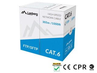 KABEL LAN FTP KAT.6 305M DRUT CU SZARY CPR + FLUKE PASSED LANBERG