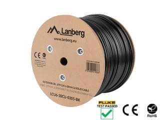 KABEL LAN UTP KAT.6 305M DRUT OUTDOOR ŻELOWANY CU CZARNY FLUKE PASSED LANBERG