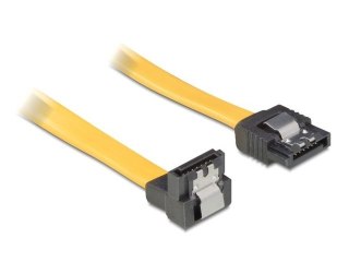 KABEL SATA DATA II (3GB/S) F/F 50CM Z ZATRZASKAMI METALOWYMI KĄTOWY GÓRA/PROSTO ŻÓŁTY DELOCK