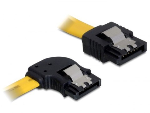 KABEL SATA DATA II (3GB/S) F/F 50CM Z ZATRZASKAMI METALOWYMI KĄTOWY LEWO/PROSTO ŻÓŁTY DELOCK