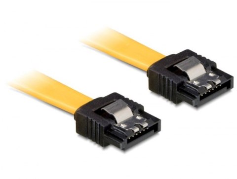 KABEL SATA DATA III (6GB/S) F/F 30CM Z ZATRZASKAMI METALOWYMI ŻÓŁTY DELOCK