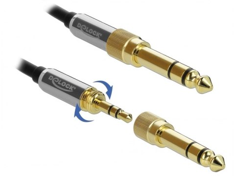 PRZEDŁUŻACZ AUDIO MINIJACK 3.5MM M/F 3 PIN + PRZEJŚCIÓWKA NAKRĘCANA JACK 6.35MM 1M CZARNY DELOCK PRZEDŁUŻACZ AUDIO MINIJACK 3.5MM M/F 3 PIN + PRZEJŚCIÓWKA NAKRĘCANA JACK 6.35MM 1M CZARNY DELOCK