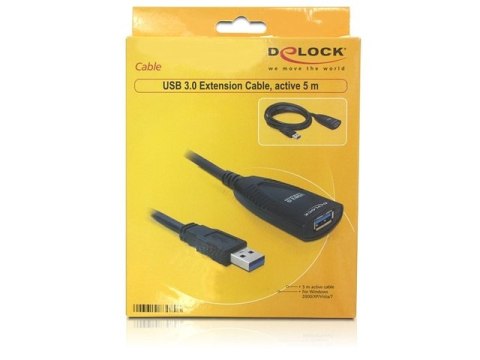 PRZEDŁUŻACZ USB-A M/F 3.0 5M AKTYWNY CZARNY DELOCK