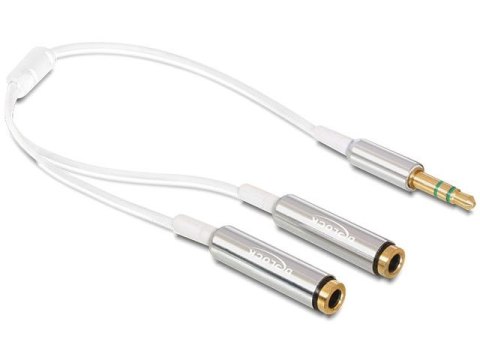 ADAPTER MINIJACK 3.5MM(M) 3PIN->2X MINIJACK 3.5MM(F) 3PIN NA KABLU 25CM BIAŁY DELOCK ADAPTER MINIJACK 3.5MM(M) 3PIN->2X MINIJACK 3.5MM(F) 3PIN NA KABLU 25CM BIAŁY DELOCK