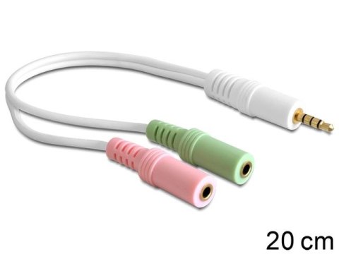 ADAPTER MINIJACK 3.5MM(M) 4PIN->2X MINIJACK 3.5MM(F) 3PIN NA KABLU 20CM BIAŁY DELOCK ADAPTER MINIJACK 3.5MM(M) 4PIN->2X MINIJACK 3.5MM(F) 3PIN NA KABLU 20CM BIAŁY DELOCK