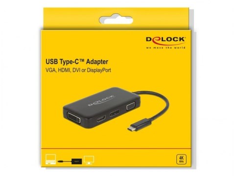 ADAPTER USB-C(M)->VGA(F)/HDMI(F)/DVI-I(F)(24+5)/DISPLAYPORT(F) CZARNY DELOCK ADAPTER USB-C(M)->VGA(F)/HDMI(F)/DVI-I(F)(24+5)/DISPLAYPORT(F) CZARNY DELOCK