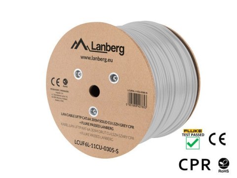 KABEL LAN UFTP KAT.6A 305M DRUT CU LSZH SZARY CPR + FLUKE PASSED LANBERG KABEL LAN UFTP KAT.6A 305M DRUT CU LSZH SZARY CPR + FLUKE PASSED LANBERG