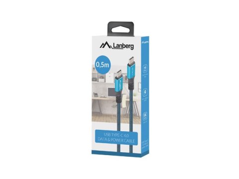 KABEL USB-C M/M USB4 0.5M 100W 8K 30HZ CZARNO-NIEBIESKI LANBERG KABEL USB-C M/M USB4 0.5M 100W 8K 30HZ CZARNO-NIEBIESKI LANBERG