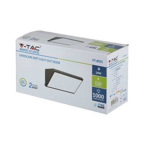 Oprawa Ścienna V-TAC 20W LED Ukośna Szara IP65 VT-8055 4000K 1000lm