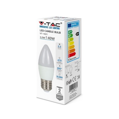 Żarówka LED V-TAC 5.5W E27 Świeczka VT-1821 2700K 470lm