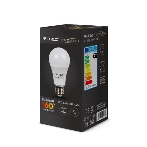 Żarówka LED V-TAC 9.5W E27 A60 EVOLUTION 160Lm/W VT-2310 3000K 1521lm 5 Lat Gwarancji