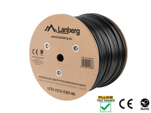 KABEL LAN FTP KAT.6 305M DRUT OUTDOOR CU CZARNY FLUKE PASSED LANBERG KABEL LAN FTP KAT.6 305M DRUT OUTDOOR CU CZARNY FLUKE PASSED LANBERG