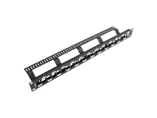 PATCH PANEL PUSTY 24 PORT 1U 19" NAPRZEMIENNY Z ORGANIZEREM DO MODUŁÓW KEYSTONE CZARNY LANBERG
