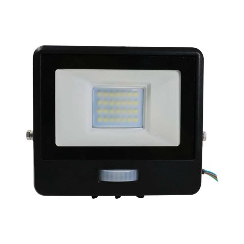 Projektor LED V-TAC 20W SAMSUNG CHIP Czujnik Ruchu Czarny Przewód 1M VT-128S-1 6400K 1510lm 5 Lat Gwarancji