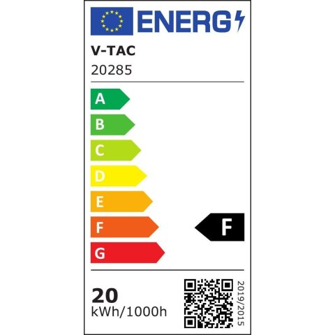 Projektor LED V-TAC 20W SAMSUNG CHIP Czujnik Ruchu Czarny Przewód 1M VT-128S-1 6400K 1510lm 5 Lat Gwarancji