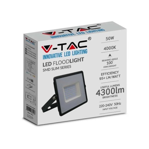 Projektor LED V-TAC 50W SMD E-Series Czarny VT-4051 4000K 4300lm Projektor LED V-TAC 50W SMD E-Series Czarny VT-4051 4000K 4300lm