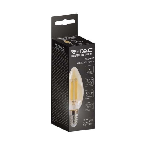 Żarówka LED V-TAC 4W Filament E14 Świeczka Bursztyn VT-1955 2200K 350lm Żarówka LED V-TAC 4W Filament E14 Świeczka Bursztyn VT-1955 2200K 350lm