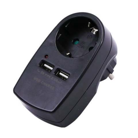 Adapter do gniazda 2x USB 2,1A V-TAC Czarny VT-1044 Adapter do gniazda 2x USB 2,1A V-TAC Czarny VT-1044