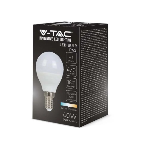 Żarówka LED V-TAC 4,5W E14 P45 Kulka VT-1880 6500K 470lm