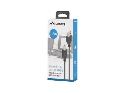 KABEL USB-A(M)->USB-B(M) 2.0 1.8M CZARNY FERRYT BOX LANBERG KABEL USB-A(M)->USB-B(M) 2.0 1.8M CZARNY FERRYT BOX LANBERG