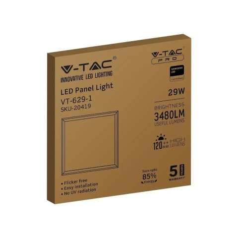 Panel LED V-TAC 29W 600x600 SAMSUNG CHIP 120Lm/W VT-629-1 4000K 3480lm 5 Lat Gwarancji Panel LED V-TAC 29W 600x600 SAMSUNG CHIP 120Lm/W VT-629-1 4000K 3480lm 5 Lat Gwarancji