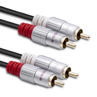 Qoltec Kabel 2xRCA męski 2x RCA męski 1m Czarny