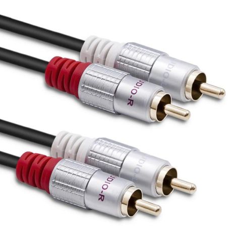 Qoltec Kabel 2xRCA męski 2x RCA męski 1m Czarny