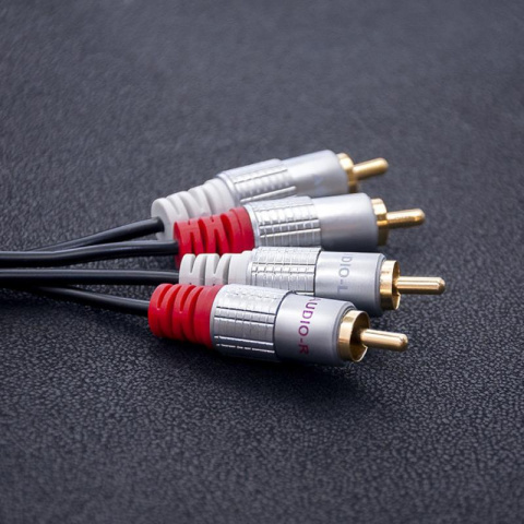 Qoltec Kabel 2xRCA męski 2x RCA męski 1m Czarny