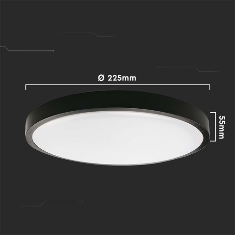 Plafon V-TAC 18W LED Okrągły IP44 23cm Czarny VT-8618B-RD 4000K 1800lm