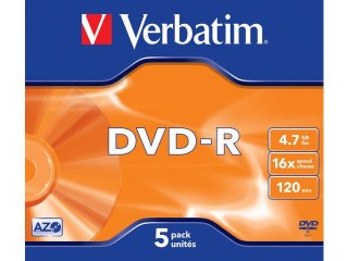 DVD-R VERBATIM 4.7GB X16 MATT SILVER (JEWEL CASE 5) (USZKODZONE OPAKOWANIE)