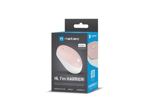 MYSZ NATEC HARRIER 2 BEZPRZEWODOWA 1600DPI BLUETOOTH 5.1 BIAŁO-RÓŻOWA