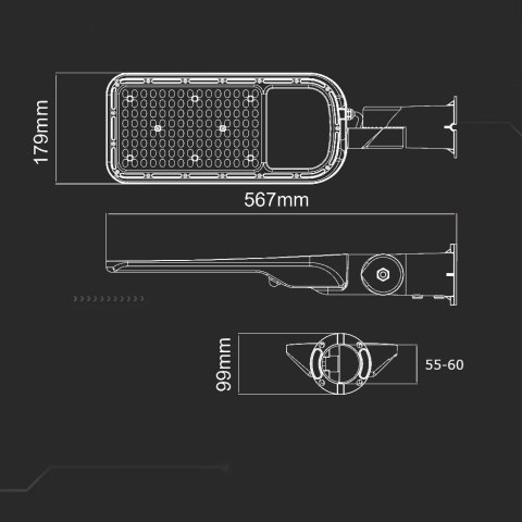 Oprawa Uliczna LED V-TAC SAMSUNG CHIP z regulacją i czujnikiem światła 100W 120Lm/W VT-139ST-S 4000K 11000lm 5 Lat Gwarancji