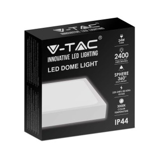 Plafon V-TAC 24W LED Kwadrat IP44 30x30cm Biały VT-8624W-SQ 3000K 2400lm