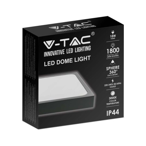 Plafon V-TAC 24W LED Kwadrat IP44 30x30cm Czarny VT-8624B-SQ 3000K 2400lm