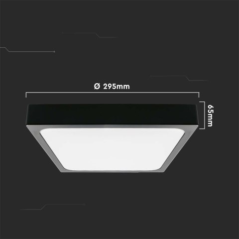 Plafon V-TAC 24W LED Kwadrat IP44 30x30cm Czarny VT-8624B-SQ 4000K 2400lm