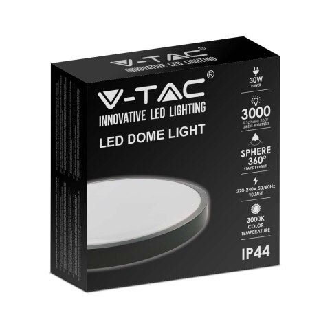 Plafon V-TAC 30W LED Okrągły IP44 42cm Czarny VT-8630B-RD 4000K 3000lm